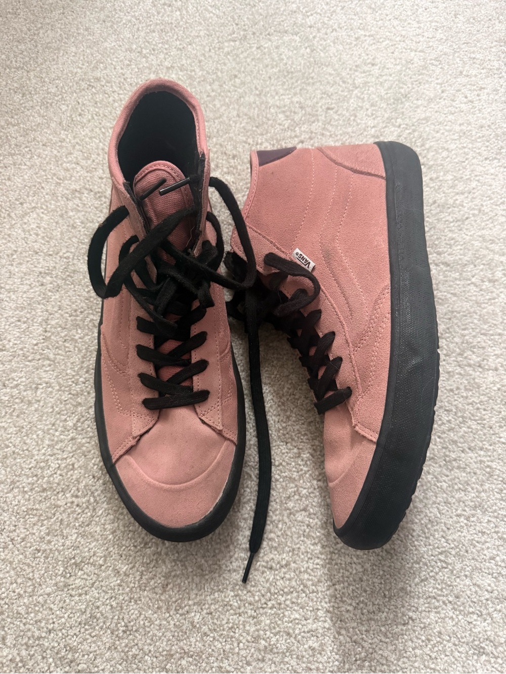 Vans Pink Suede High-Top Sneakers with Black Soles